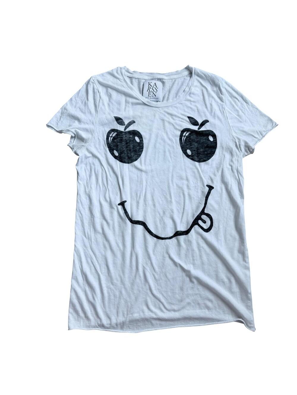 Zoe Karssen White Graphic Smile Apple T-Shirt Medium